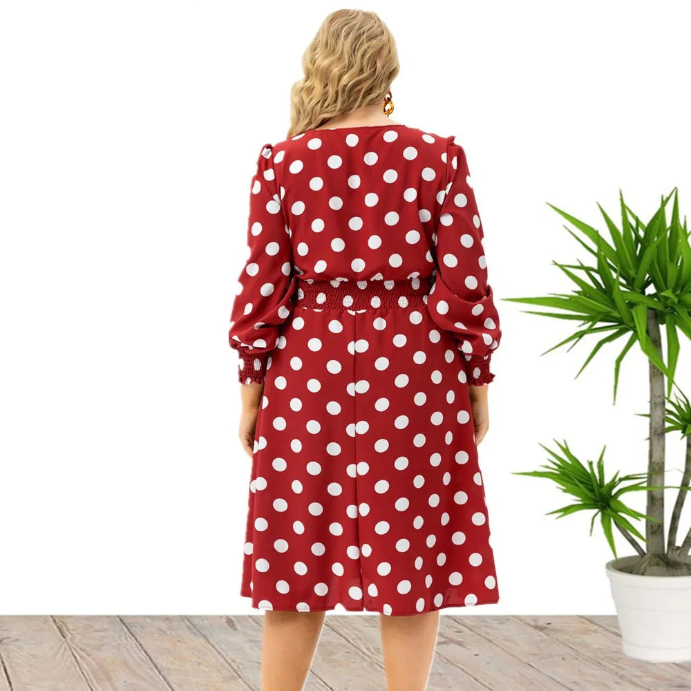 Robe Midi Raffinée à Pois