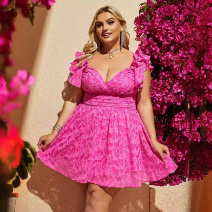 Robe fluide sans manches à volants – Spécial grande taille élégante